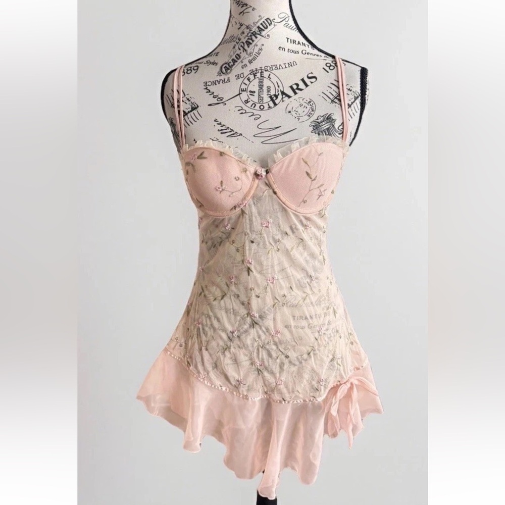 hillard & hanson intimates floral prairie cottage fairy whimsy core babydoll S